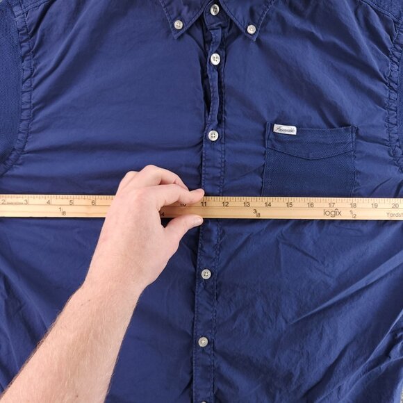 Faconnable Pique Knit Sleeves Back Pocket Mesh XL Button-Down Blue Pocket French - Picture 13 of 16